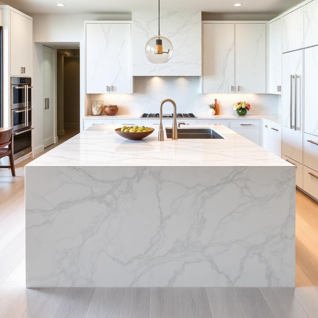 Calacatta Quartz quartz countertop — Kitchen Island